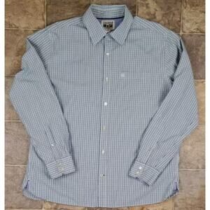 Converse One Star Mens XL Dress Shirt Blue Green White Check Button Long Sleeve
